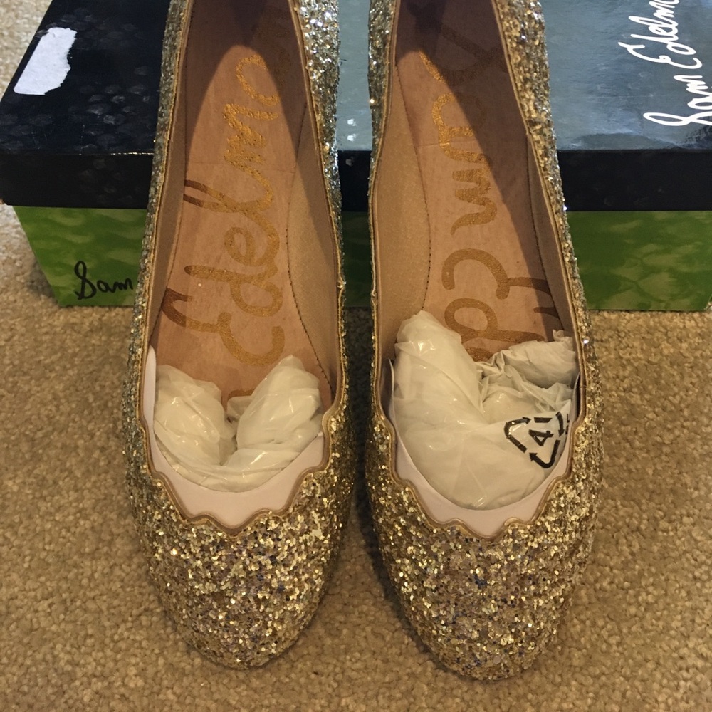 Sam Edelman Gold Glitter Flats